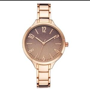 New Elegant Rose Gold Women's Watch Time And Tru Ladies Rose Ombre Dial Watch